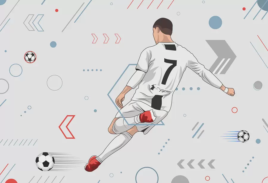 wall murals Wallpaper with football player and football attributes w00688