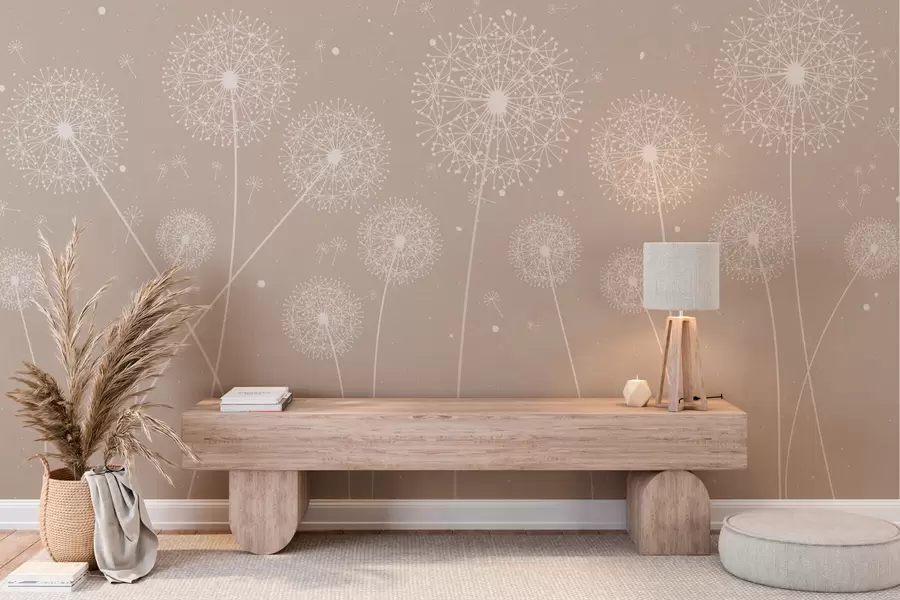 wall murals Dandelions on a beige background w00754