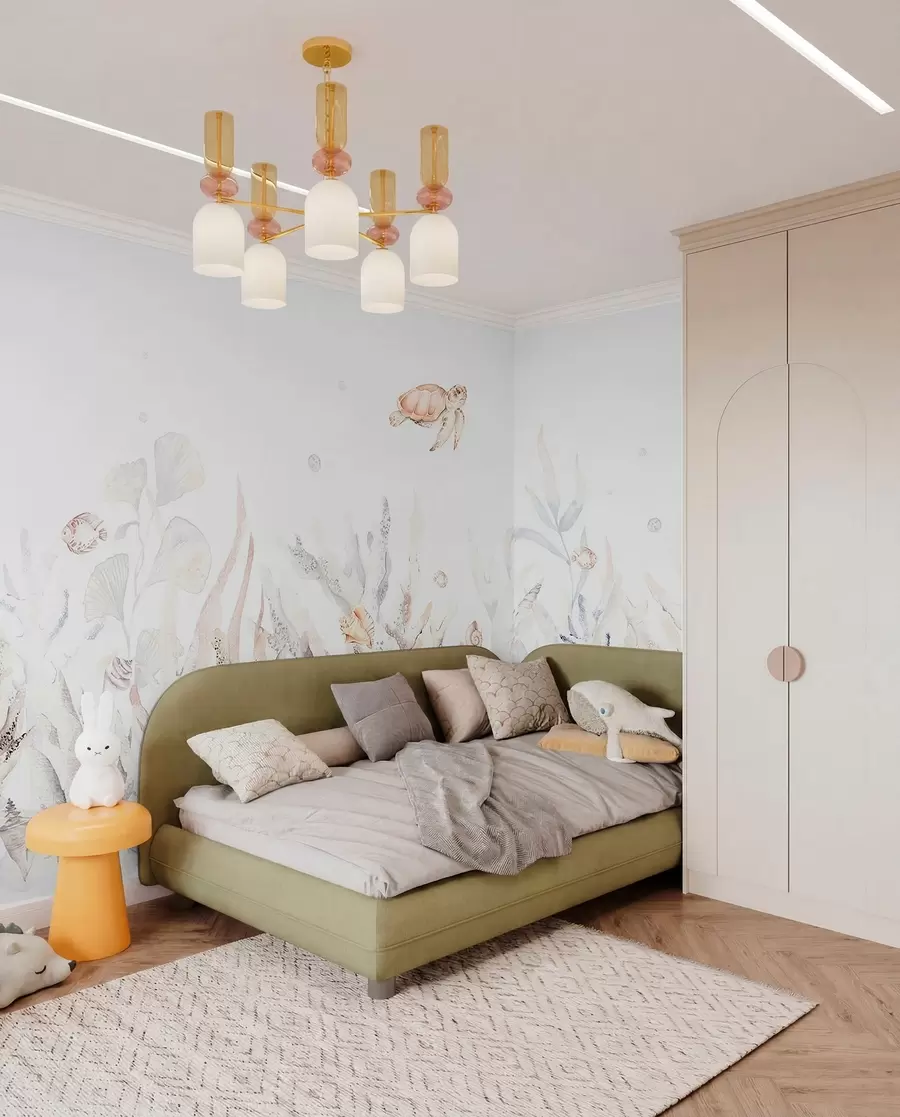 wall murals Watercolor sea corals, seashells, turtle, marine life, soft beige colors w00849v1