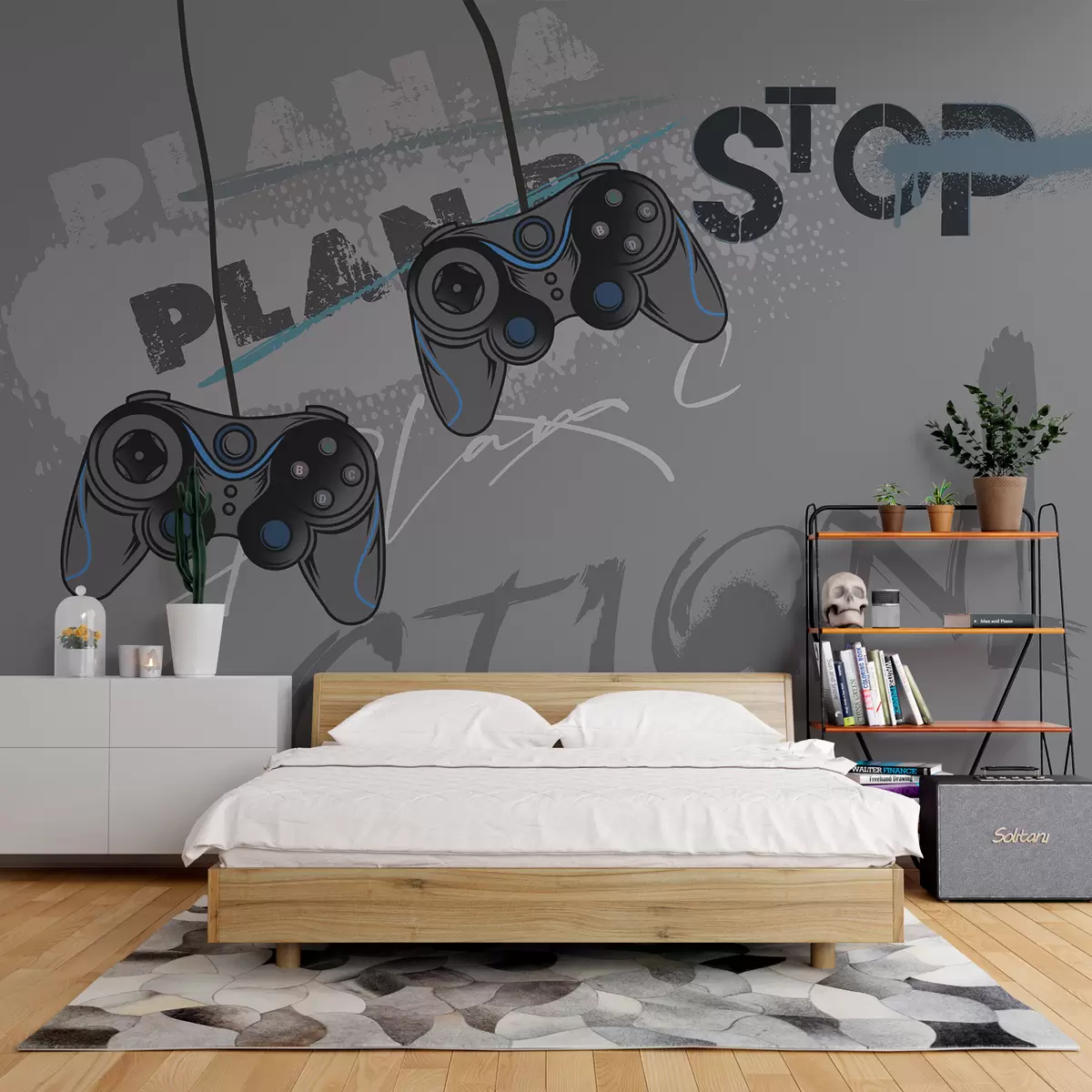 wall murals Game On in Grey w00829v1