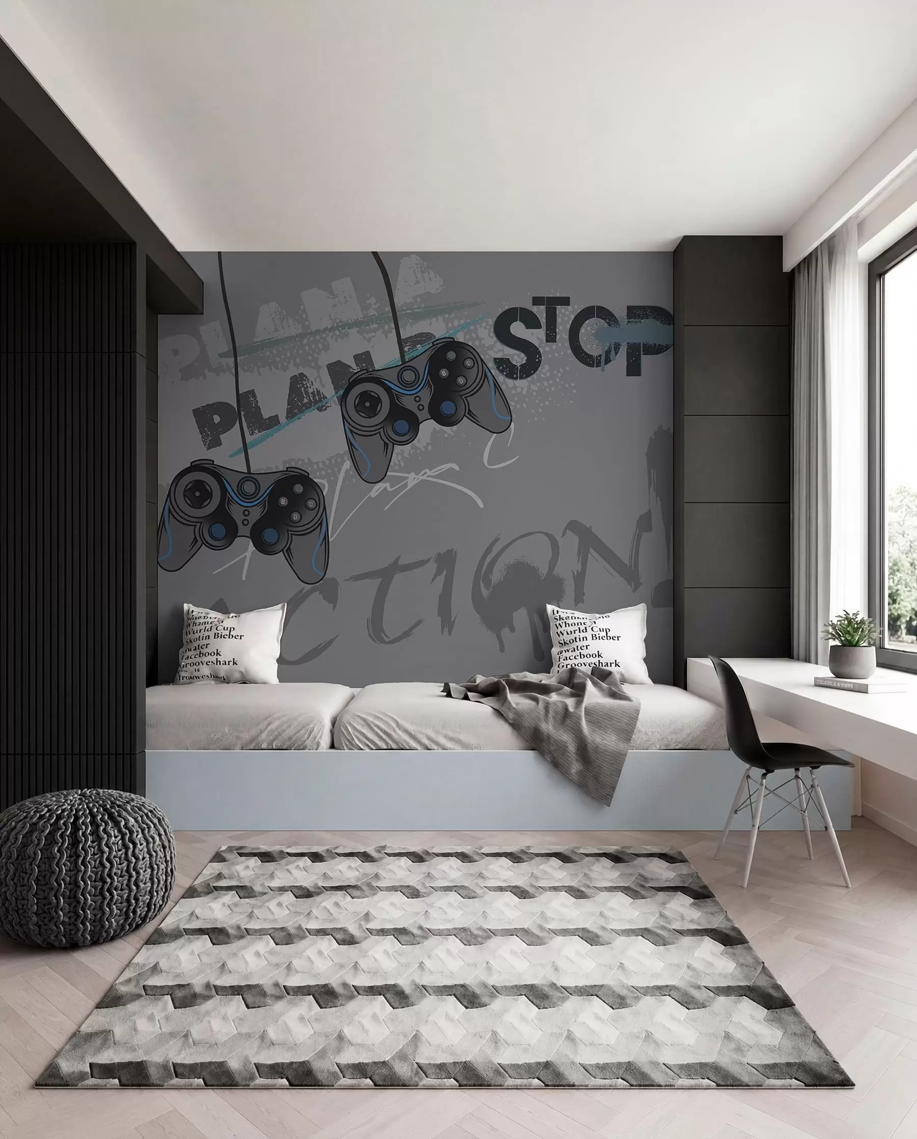 wall murals Game On in Grey w00829v1