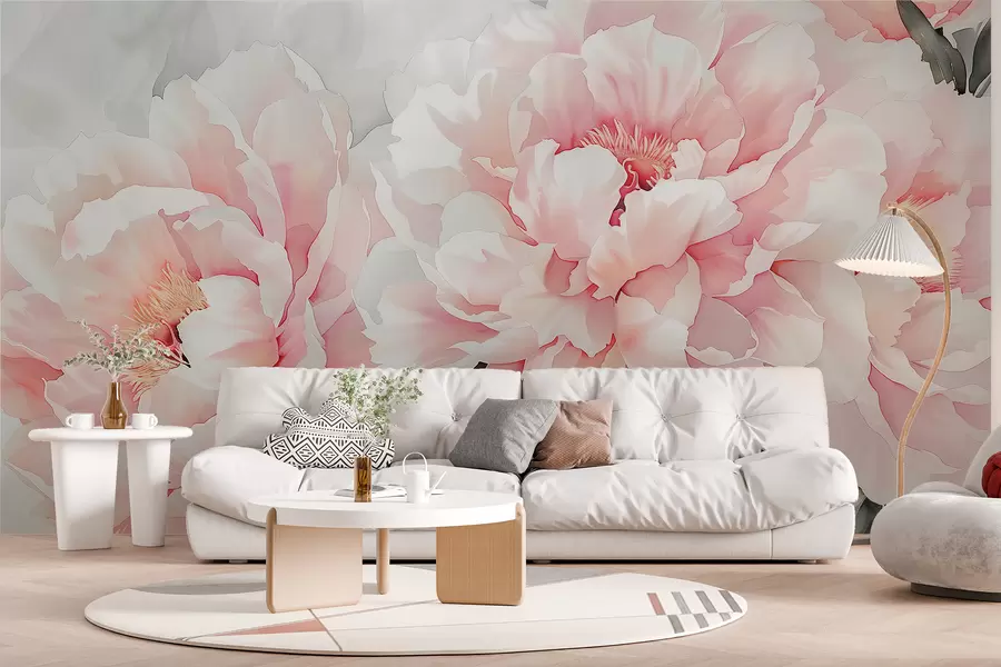 wall murals Large delicate pink flowers w00870