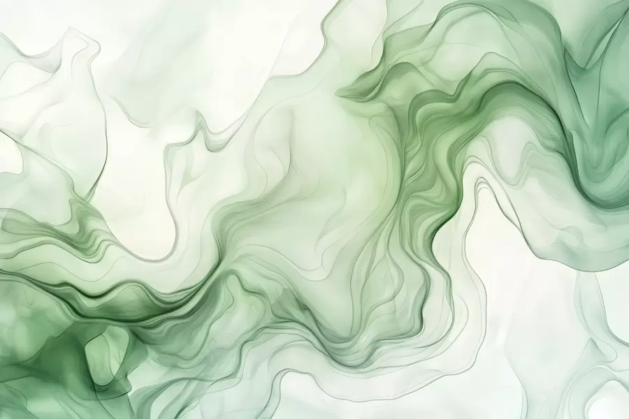 wall murals Green abstract waves on a light background w01185