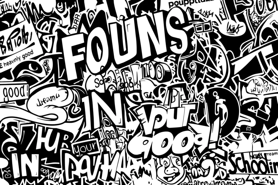 wall murals Black and white graffiti w01190