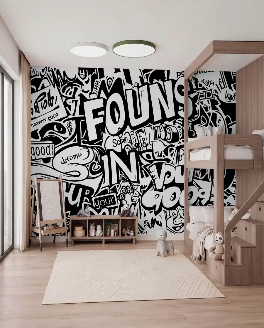 wall murals Black and white graffiti w01190