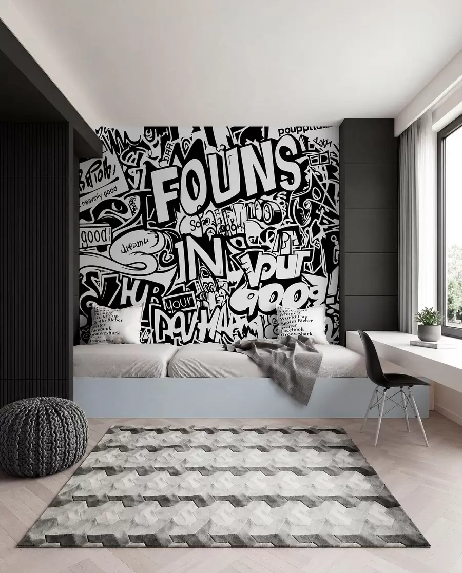 wall murals Black and white graffiti w01190
