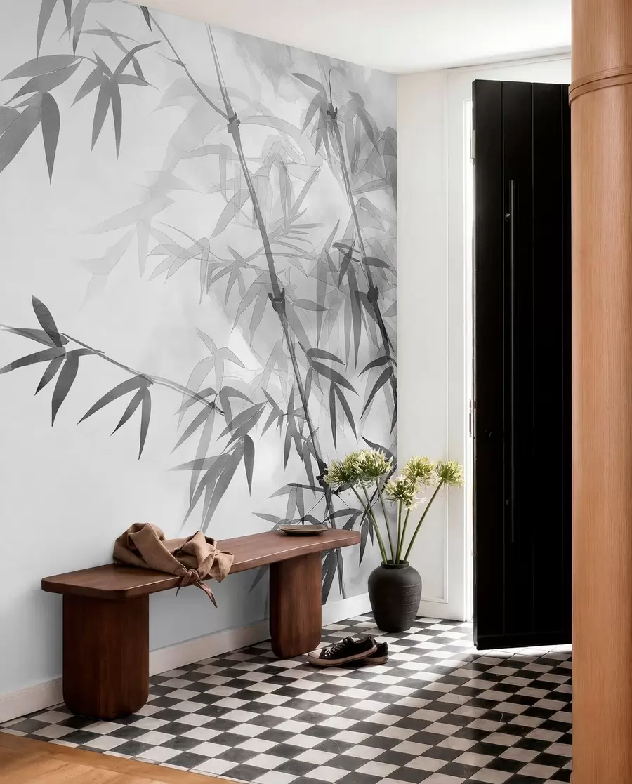 wall murals Bamboo in Grey Watercolour w00687v1