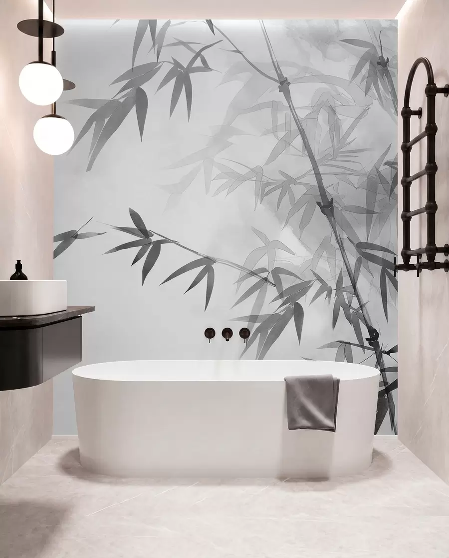 wall murals Bamboo in Grey Watercolour w00687v1