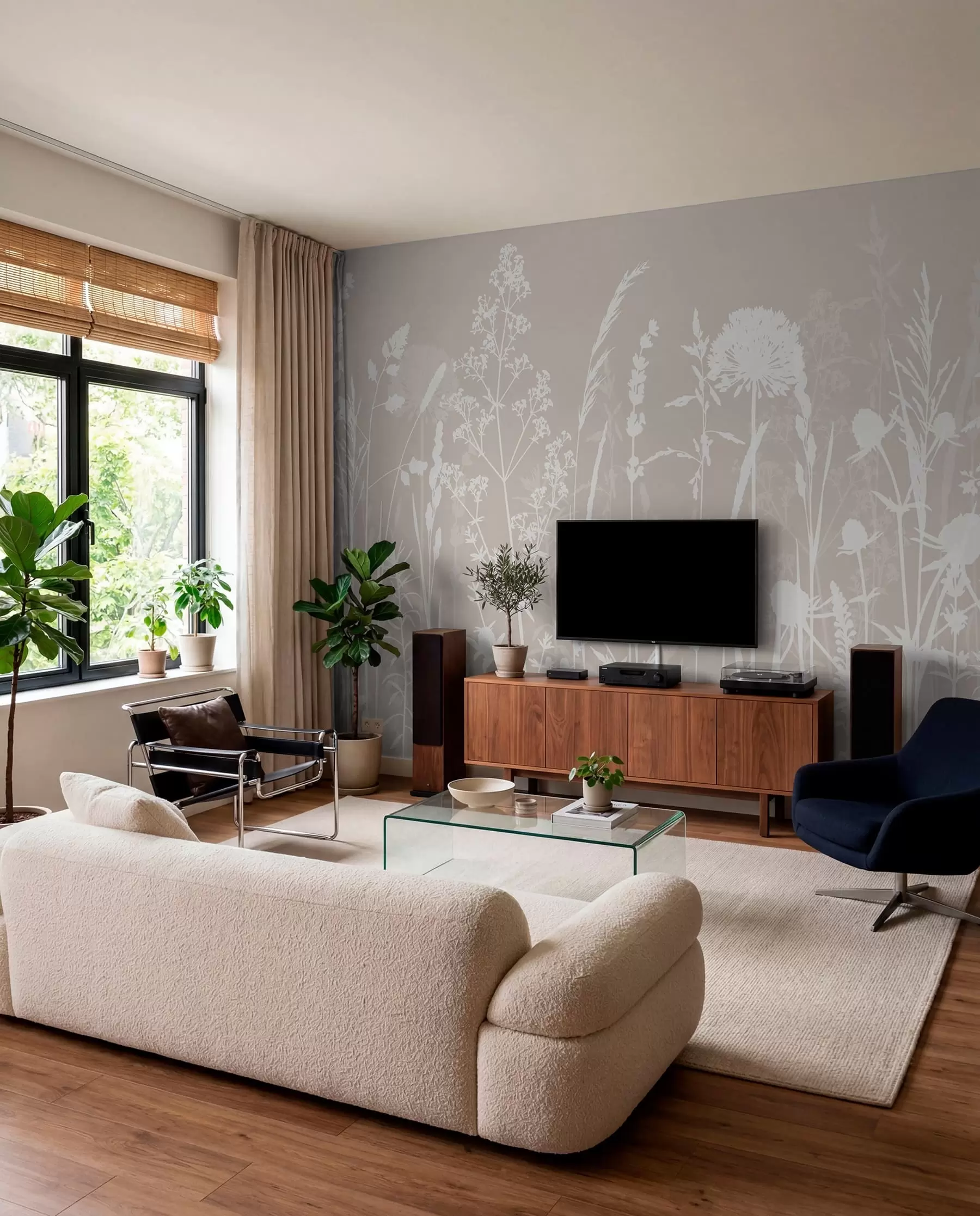 wall murals White Wildflower Silhouettes w01270