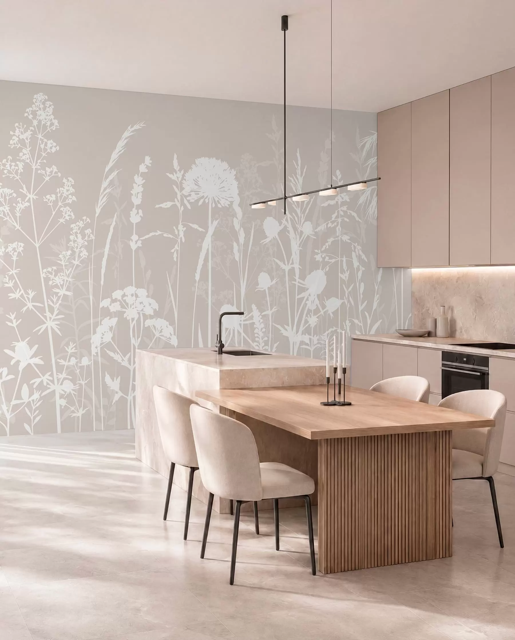 wall murals White Wildflower Silhouettes w01270
