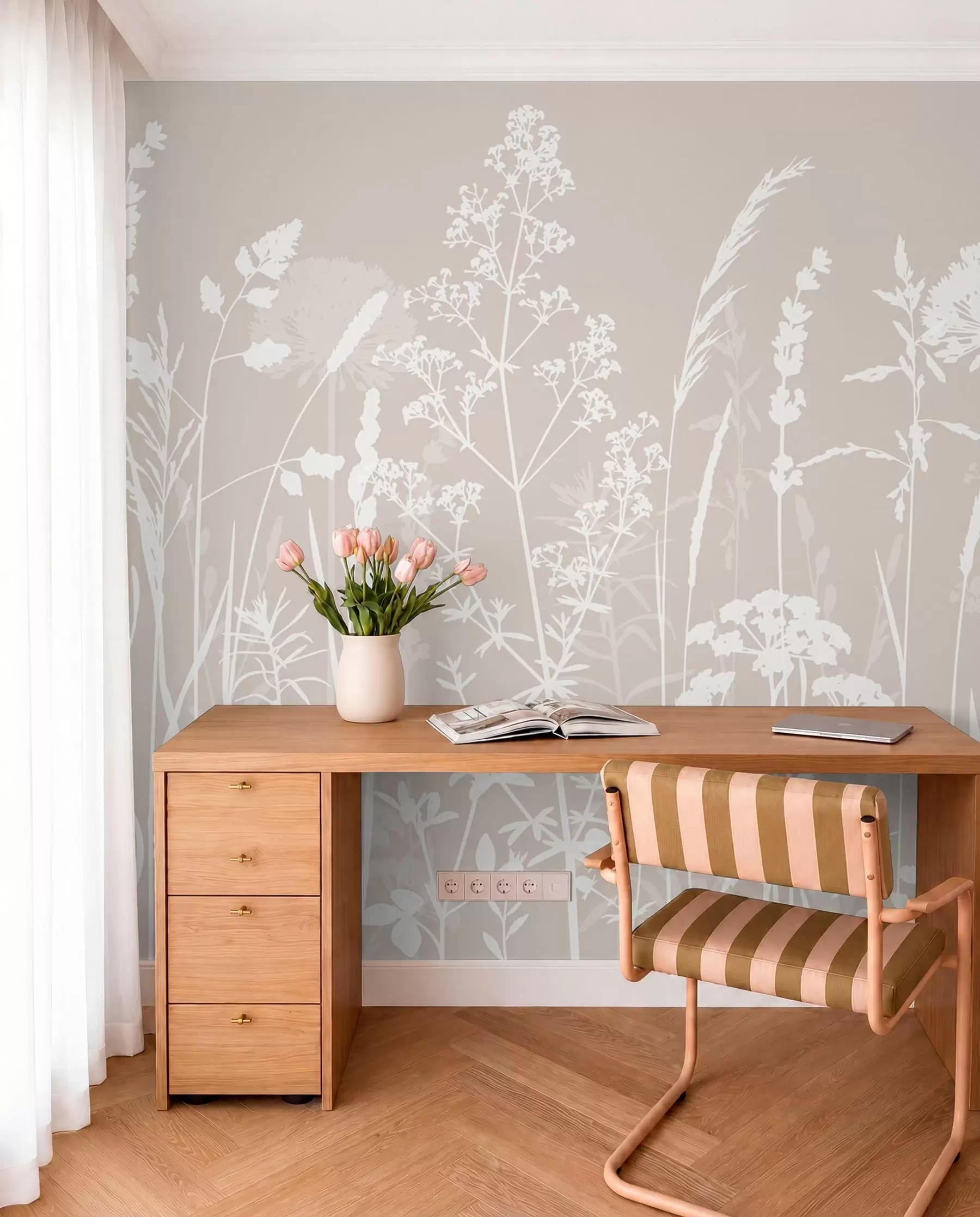 wall murals White Wildflower Silhouettes w01270