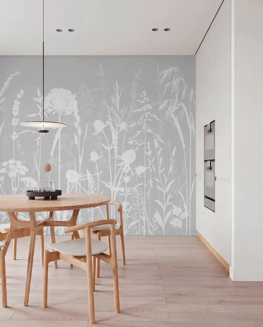 wall murals Wildflower Silhouettes in Grey w01270v1