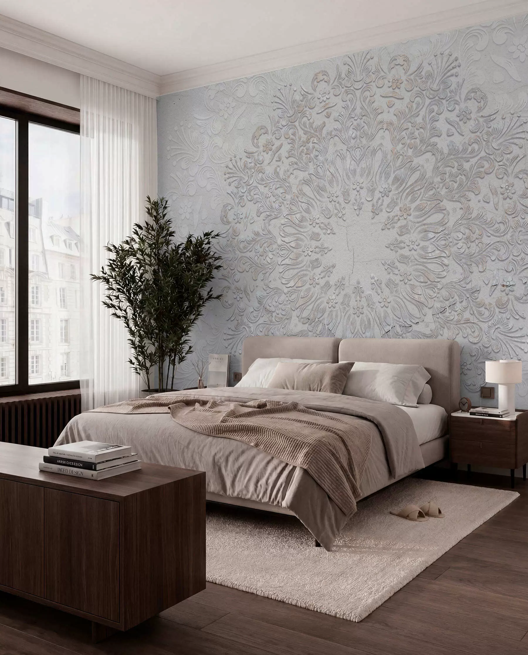 wall murals A highly detailed mandala print creating a beautiful and delicate lace design w01249