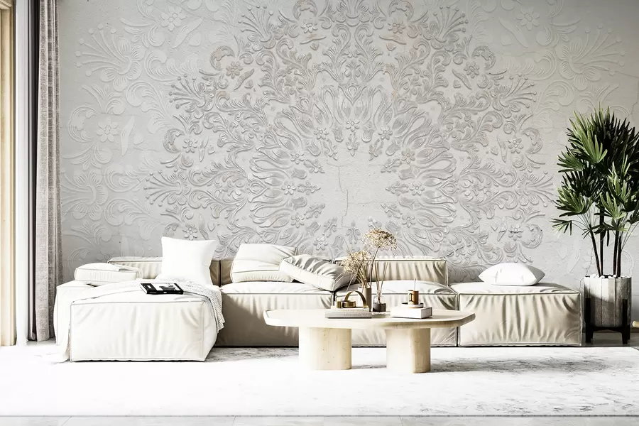 wall murals A highly detailed mandala print creating a beautiful and delicate lace design w01249