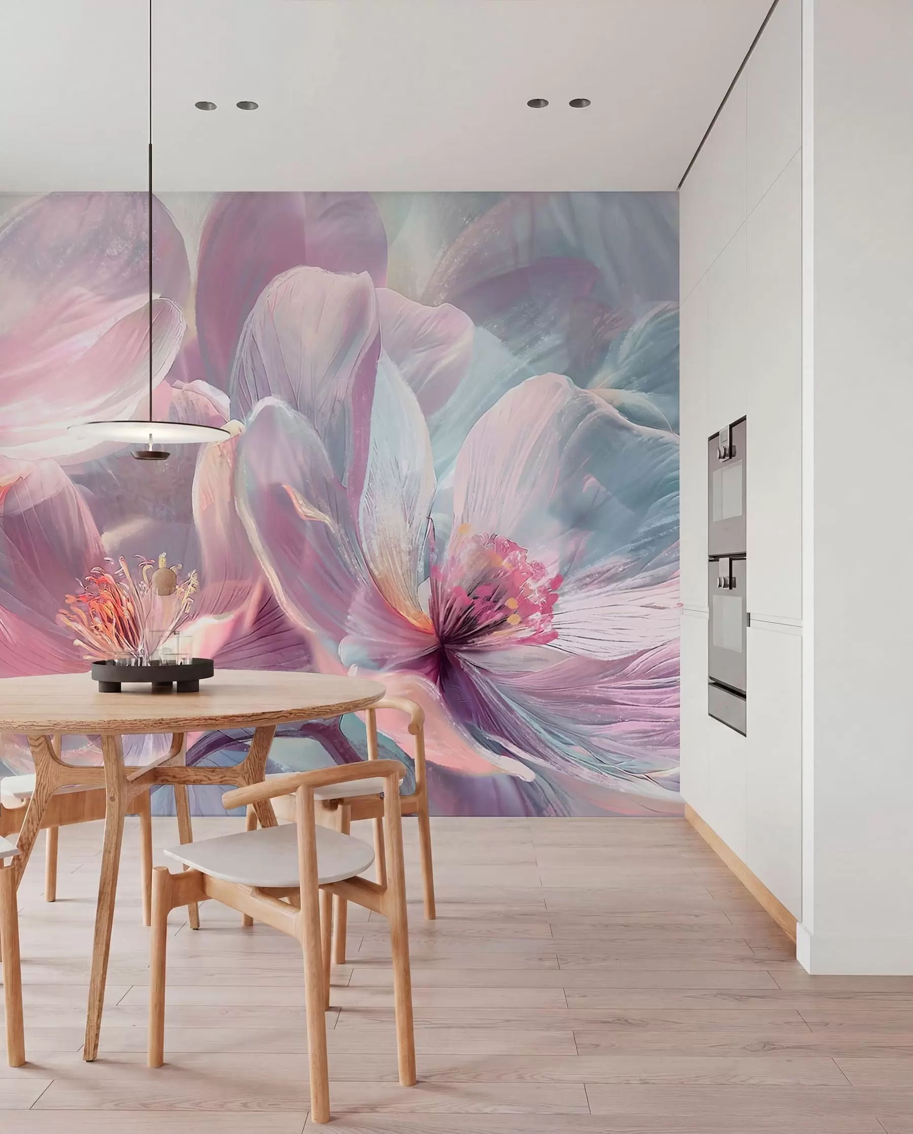 wall murals Blossoms in a Pink Glow w01307