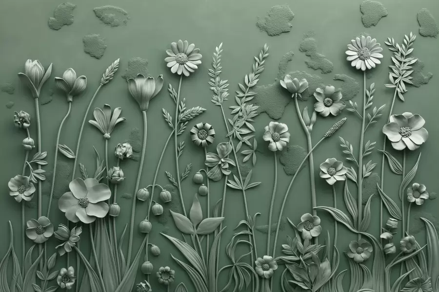 wall murals Field 3D flowers w07869v2
