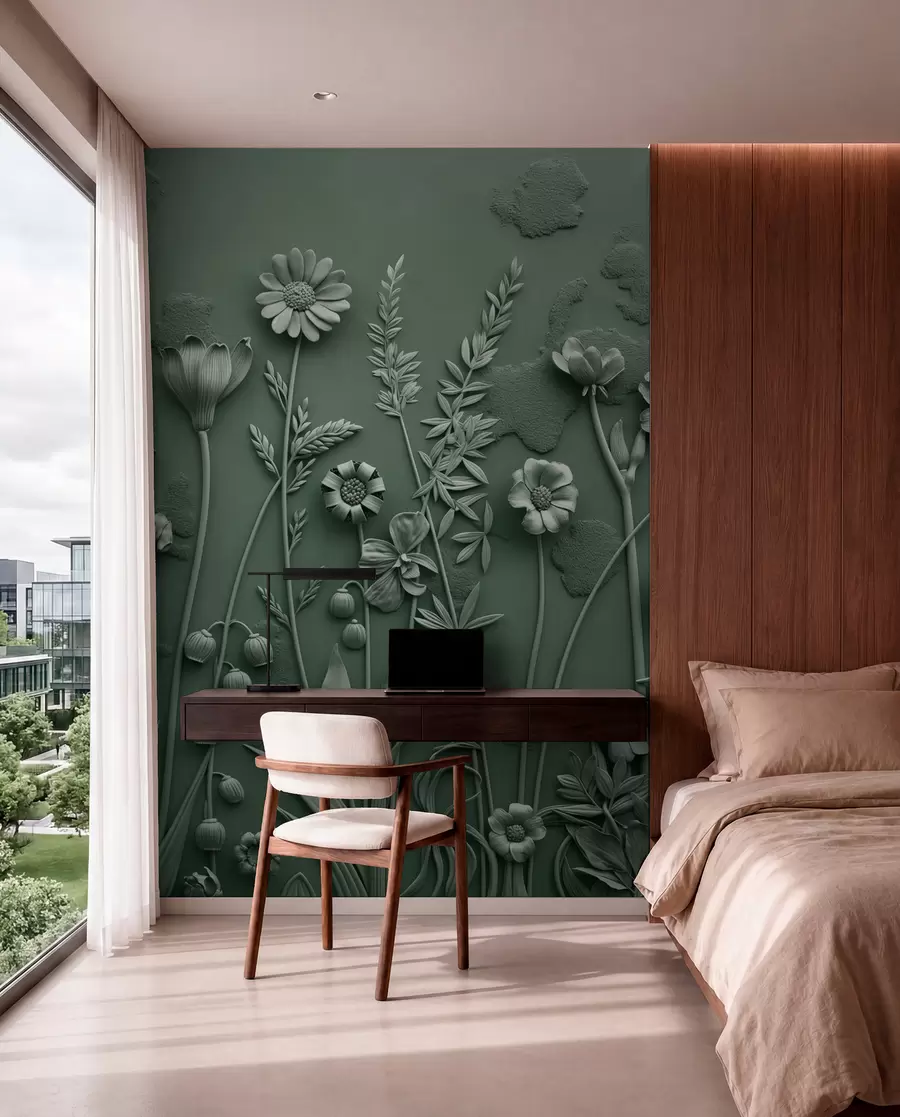 wall murals Field 3D flowers w07869v2