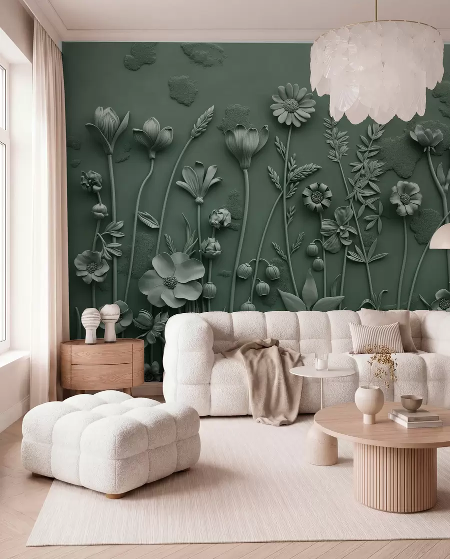 wall murals Field 3D flowers w07869v2