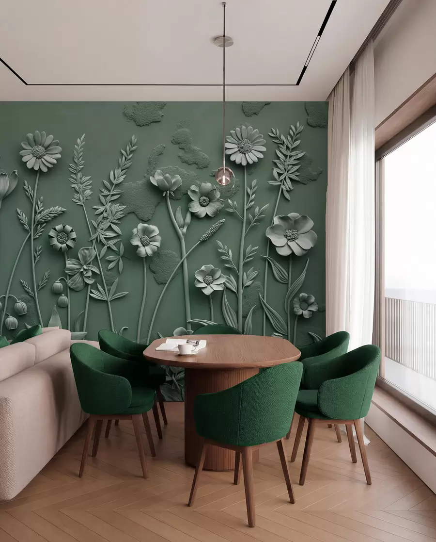 wall murals Field 3D flowers w07869v2