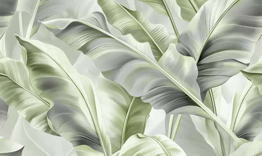 wall murals luxurious large banana leaves in gray-green tones w07876v3