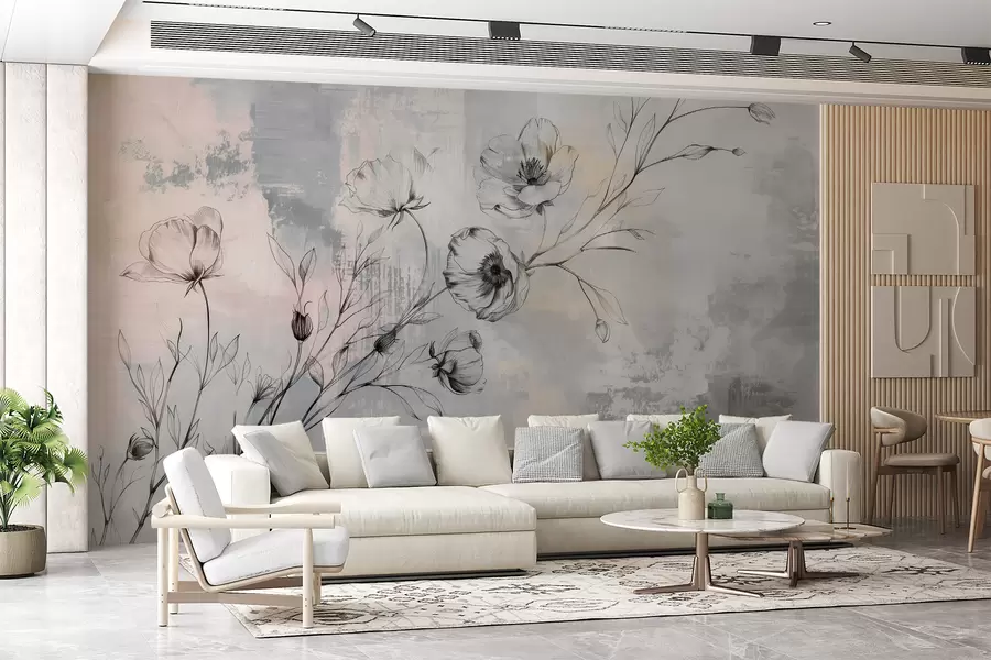 wall murals Branch with flowers w07937