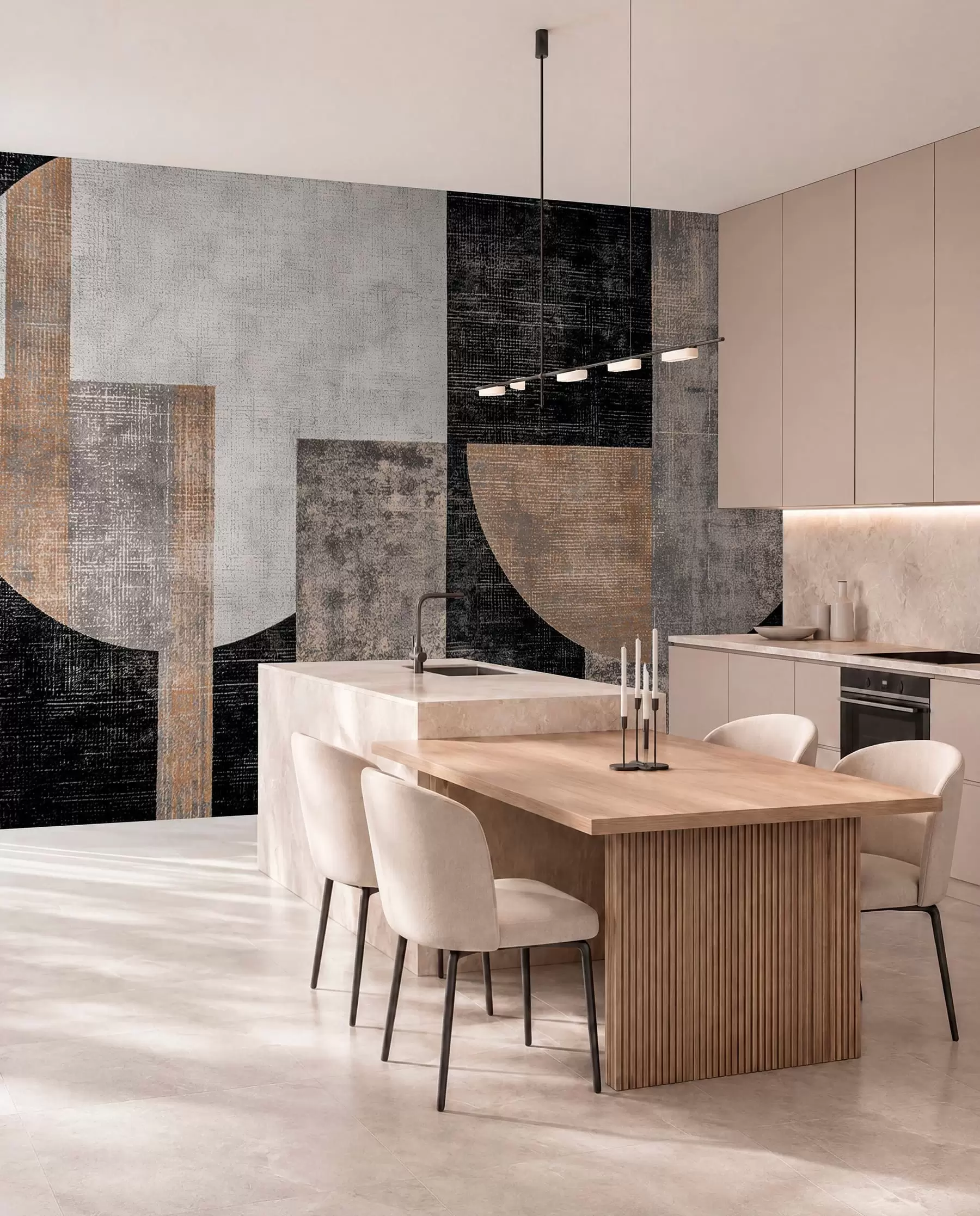 wall murals Modern textured abstraction in black and orange colors w07878