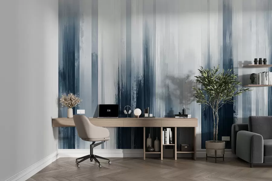 wall murals abstract background with vertical stripes in blue colors w07945v2