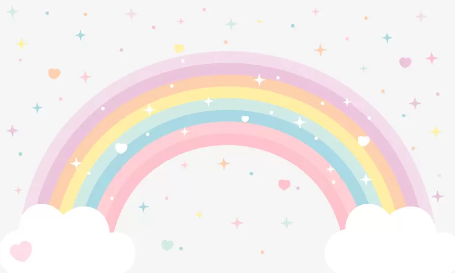 wall murals Colorful rainbow with stars and hearts scandinavian style w08109