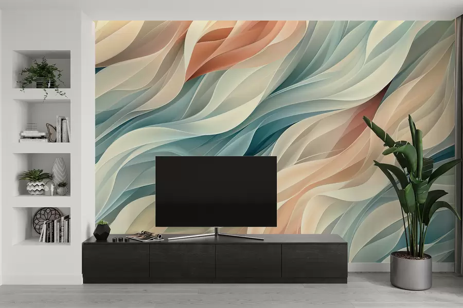 wall murals Mesmerizing abstract design with soft pastel waves w01335