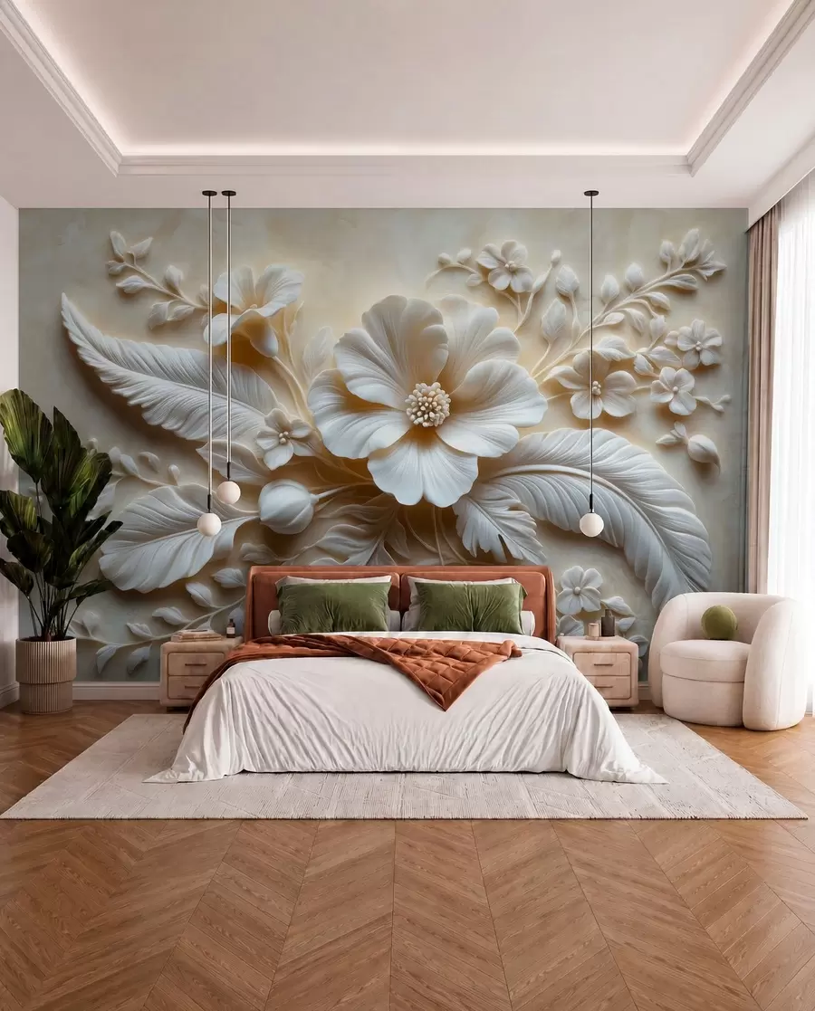 wall murals Petals among Sculpted Feathers w01340