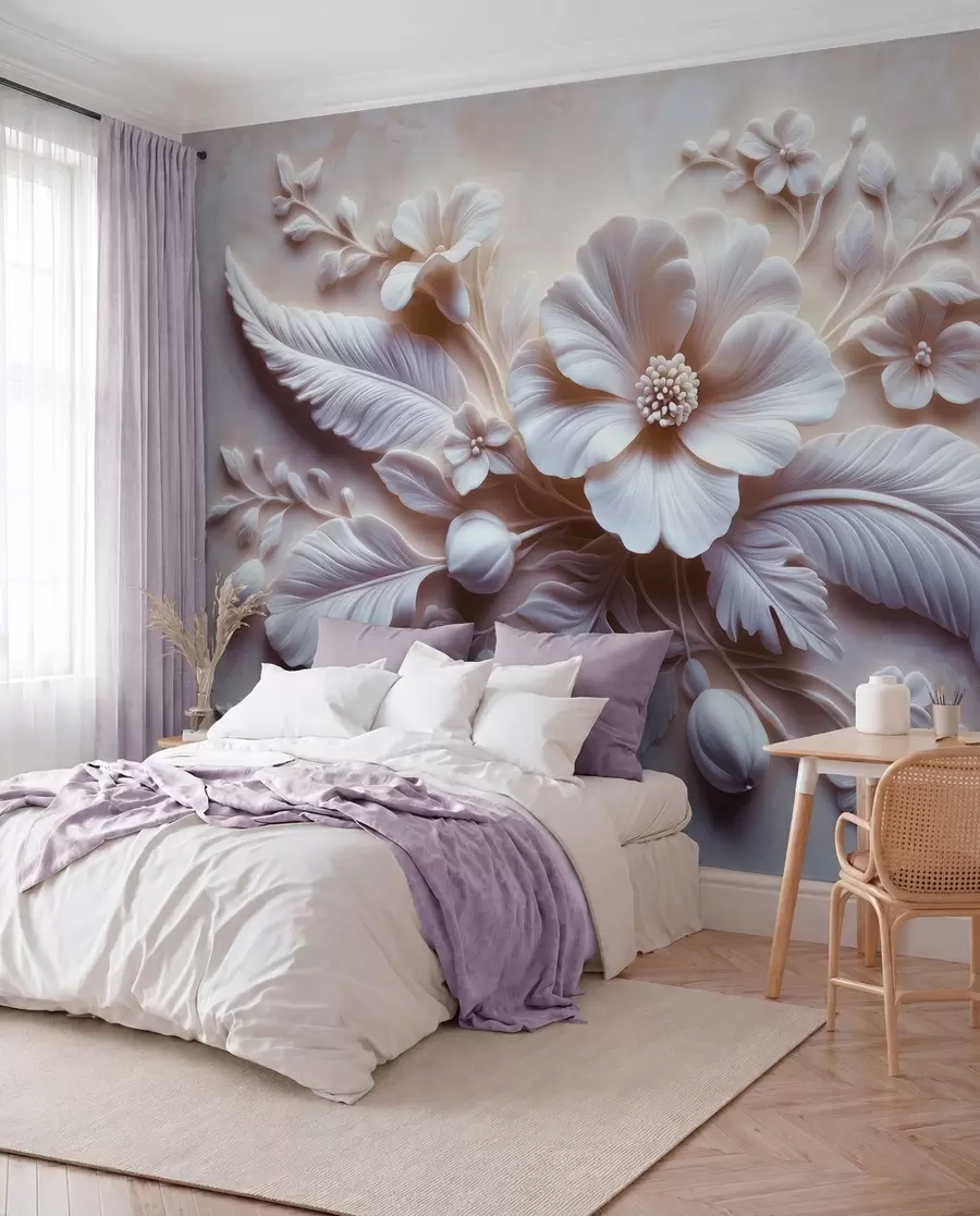 wall murals Sculpted Petals in Lilac w01340v1