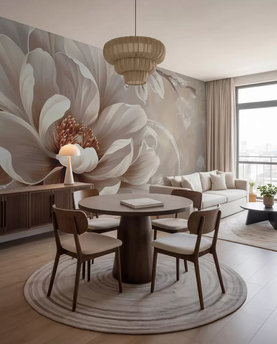 wall murals Peach Bloom and Swirls w08181