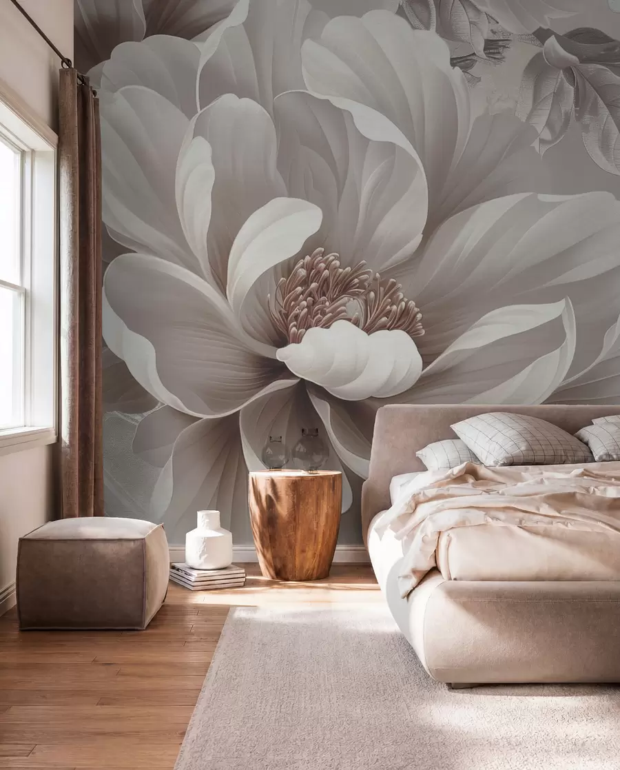 wall murals Mauve Bloom and Swirls w08181v1