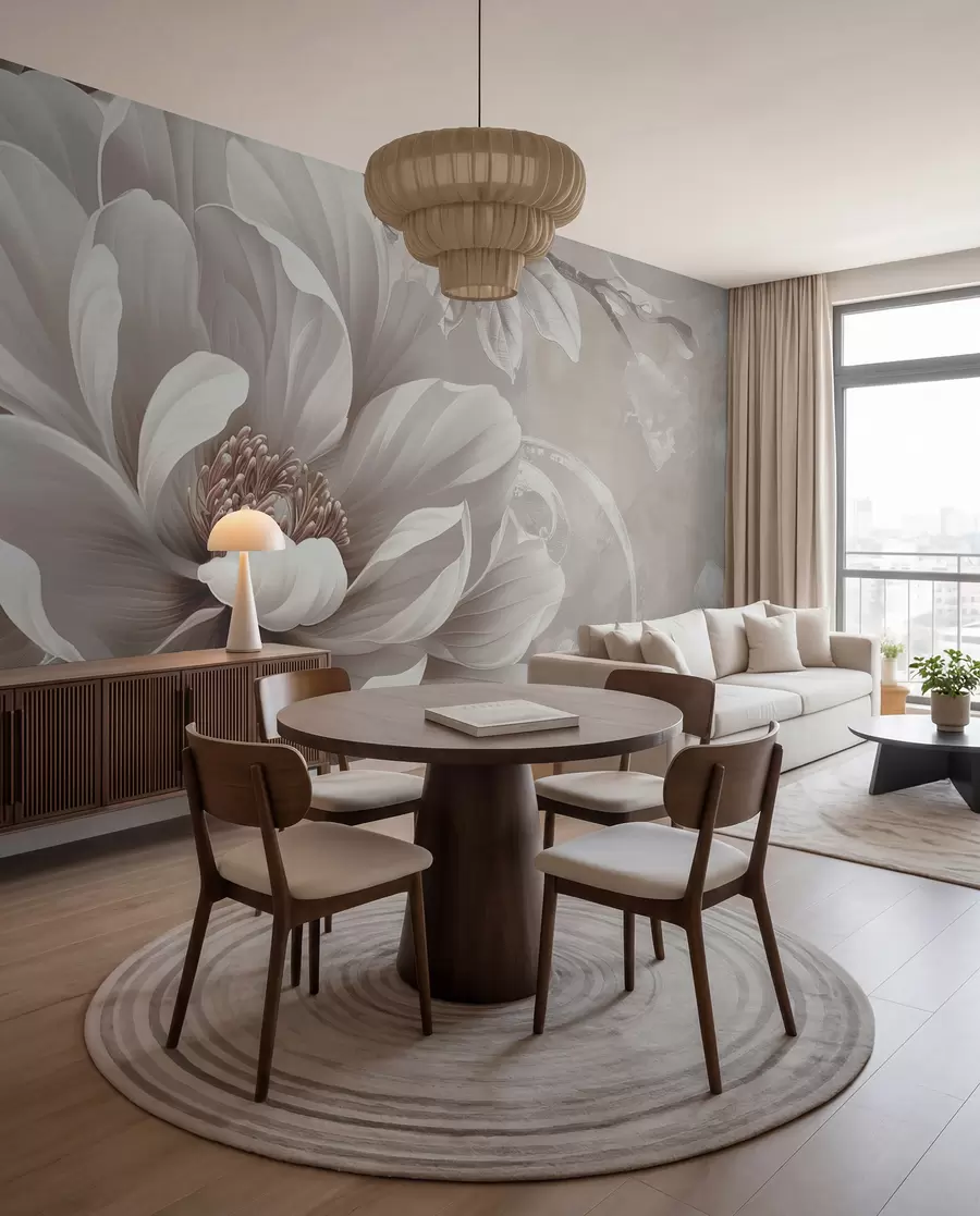 wall murals Mauve Bloom and Swirls w08181v1