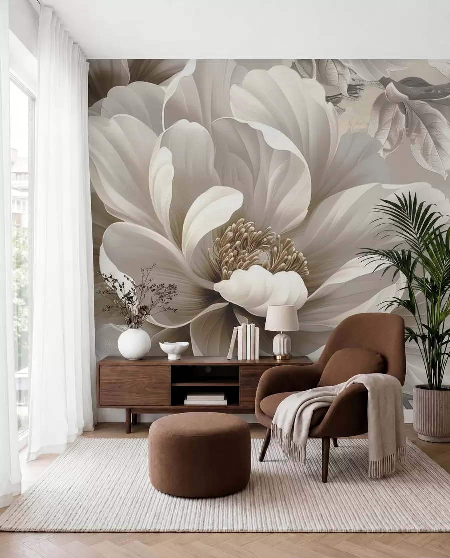 wall murals Large blackberry flower on the grunge wall w08181v2
