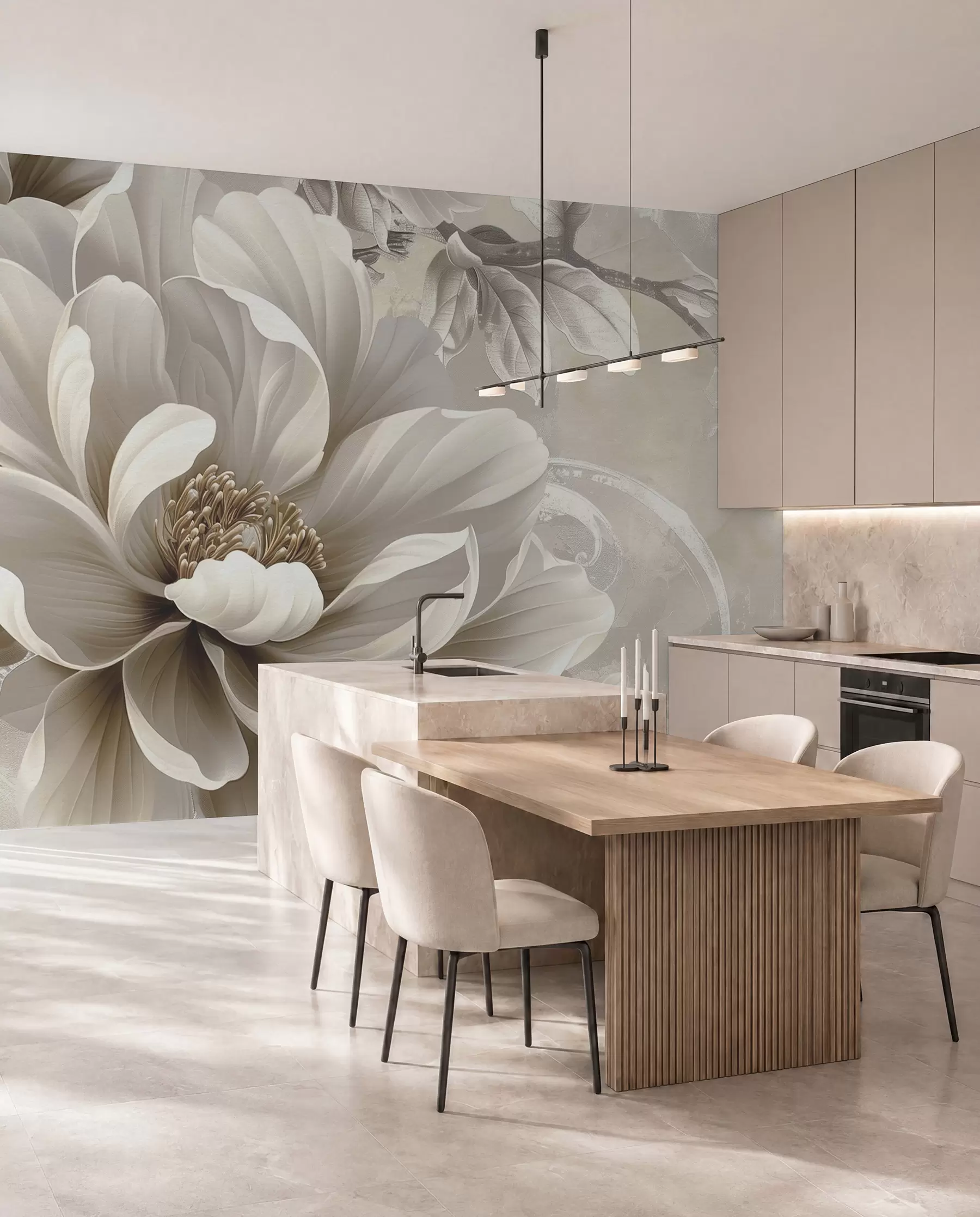 wall murals Large blackberry flower on the grunge wall w08181v2