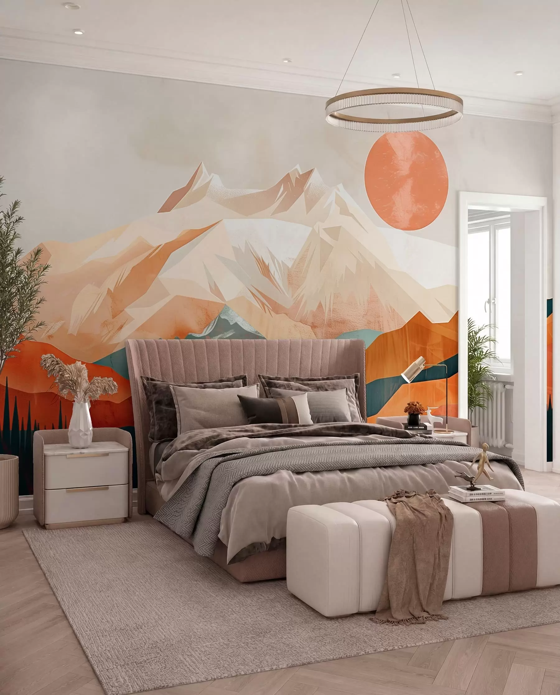 wall murals Terracotta Sun and Peaks w01358