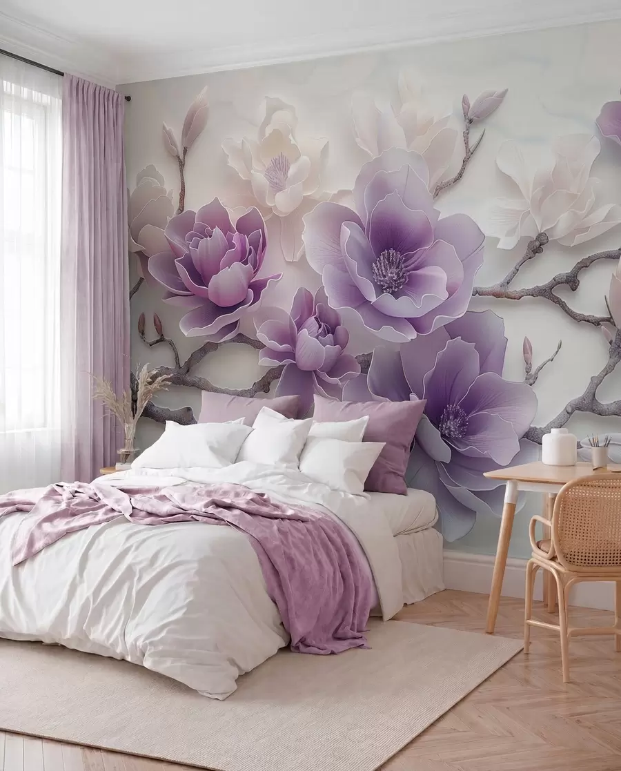 wall murals Magnolia in Lilac w01359