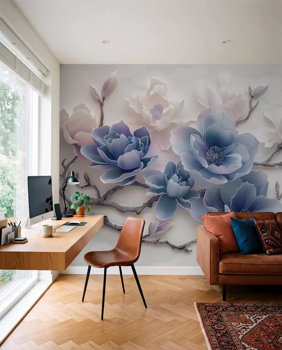 wall murals Magnolia in Blue w01359v1