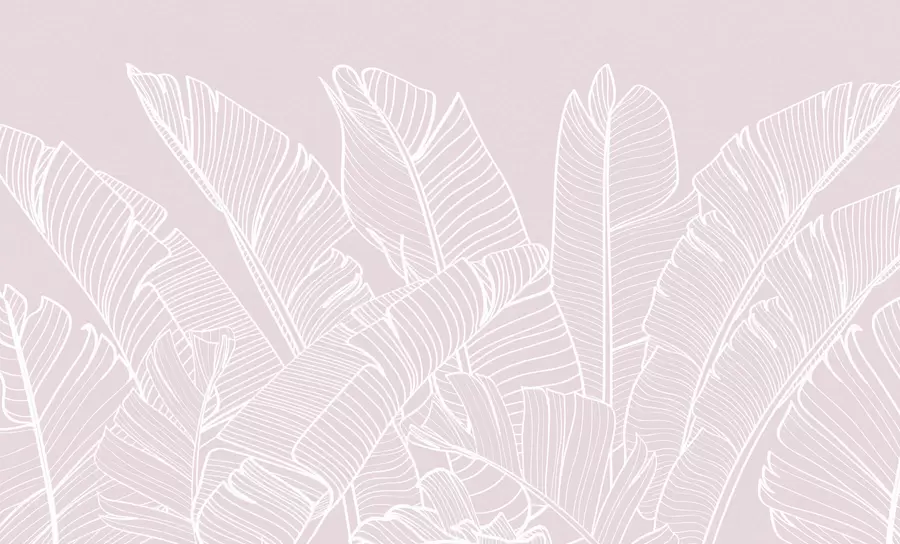 wall murals Tropical banana leaves pink color minimalism new trend w08210v3