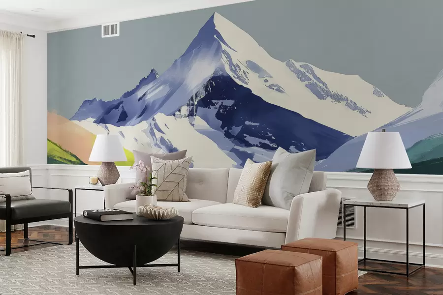 wall murals Mountain landscape with brush strokes w01394