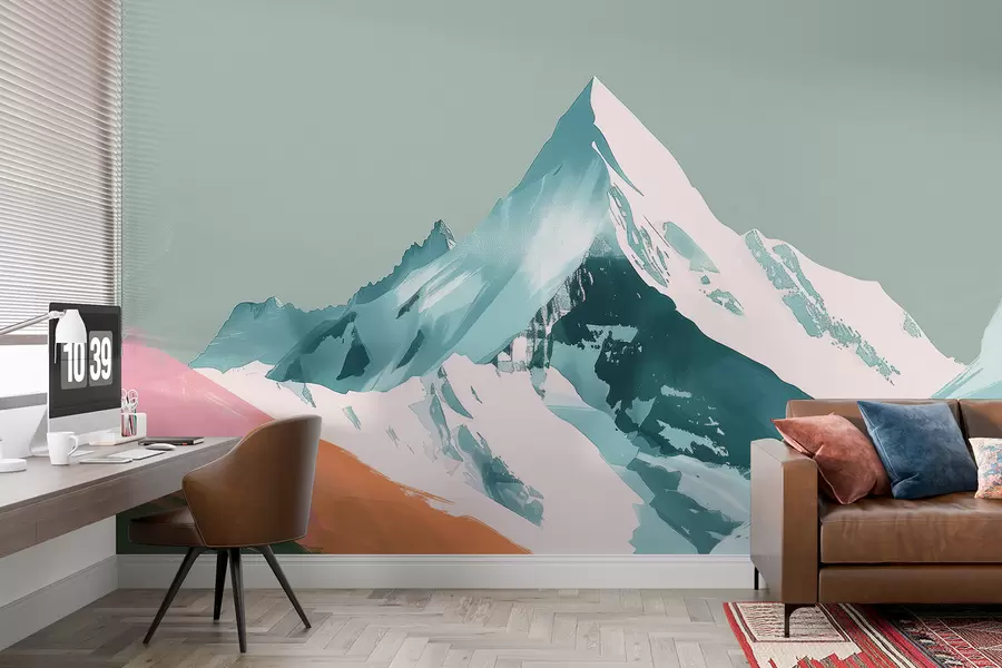 wall murals Mountain landscape with pink accent w01394v1
