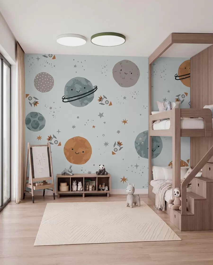 wall murals Children's wallpaper,space,planets w01417