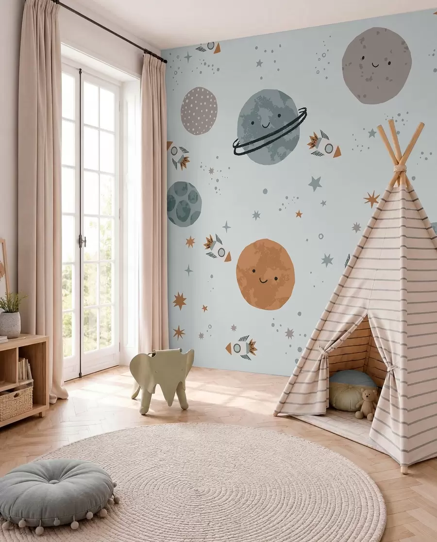 wall murals Planets with a Smile w01417