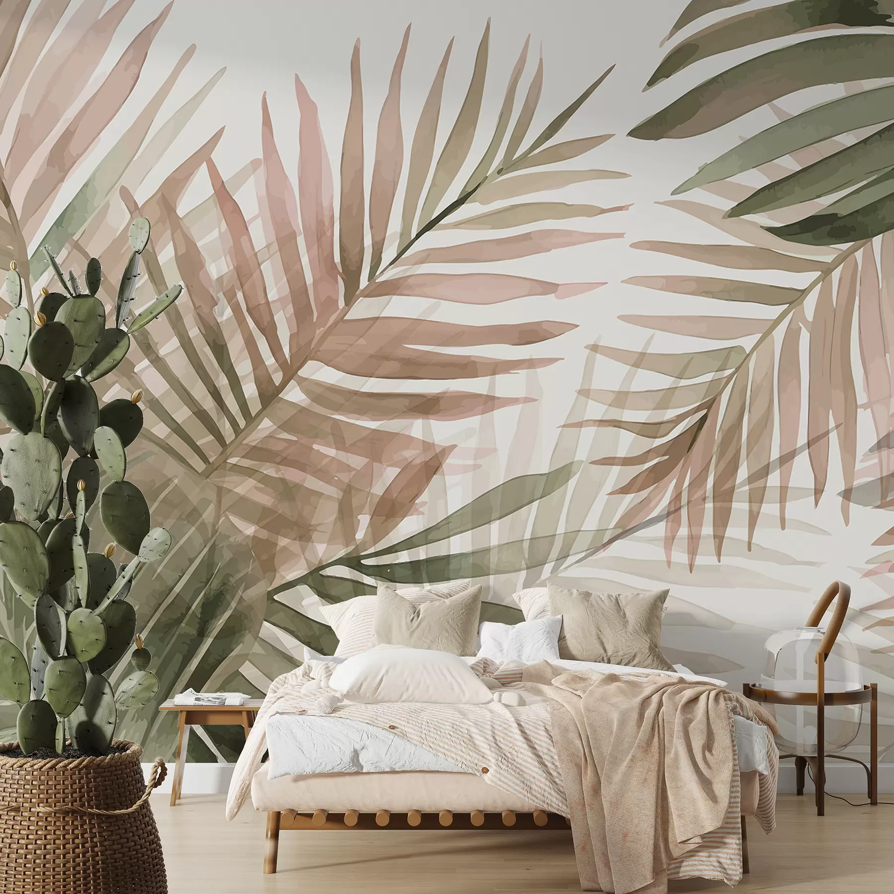 wall murals Palms in Rose and Sage w08218