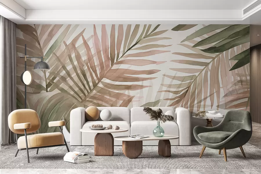 wall murals Palms in Rose and Sage w08218