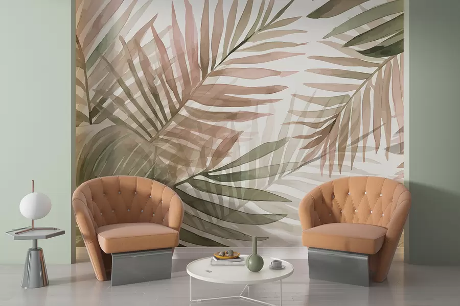 wall murals Palms in Rose and Sage w08218