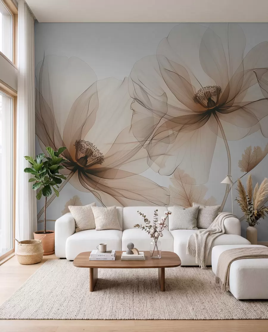 wall murals Copper Ink Blossoms w01482