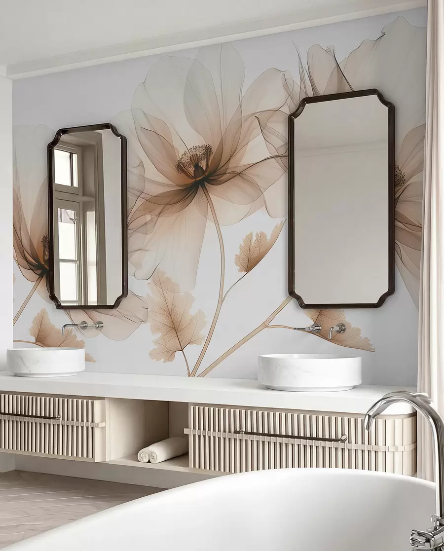 wall murals Copper Ink Blossoms w01482