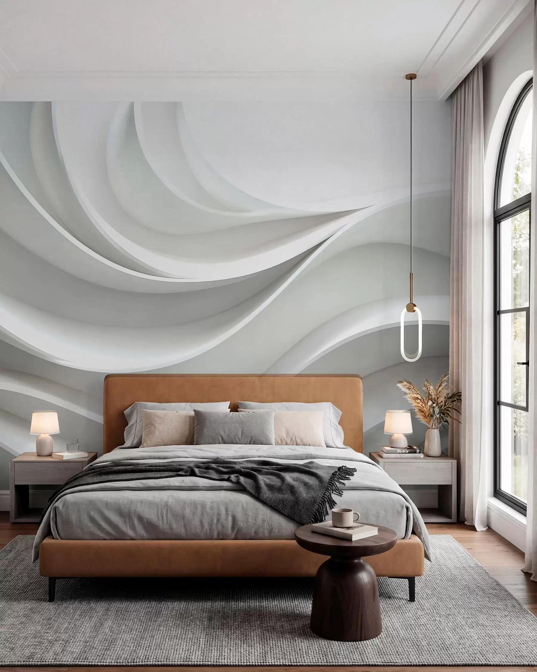 wall murals Sculpted White Waves w01471